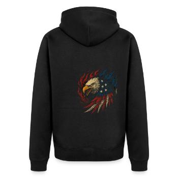Freedom Eagle - Patriotic Eagle - Unisex Premium Organic Zip Hoodie - black - Back - Nico (187cm)