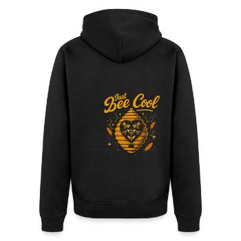 Just Bee Cool - Bienenstock Herz - Unisex Premium Bio Zip Hoodie - Schwarz - Hinten - Nico (187cm)