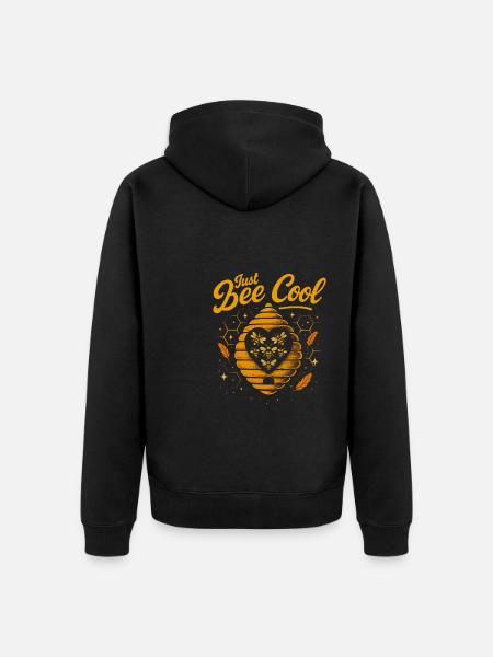 Just Bee Cool - Beehive Heart - Unisex Premium Organic Zip Hoodie - black