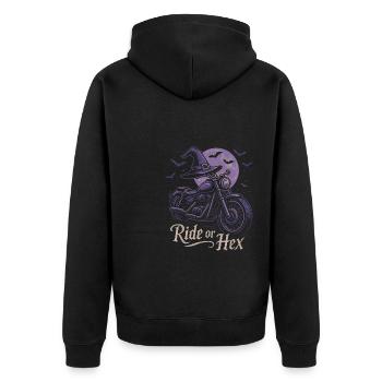 Balade de sorcière à moto à la pleine lune - Veste à capuche bio Premium Unisexe - noir - Dos - Nico (187cm)