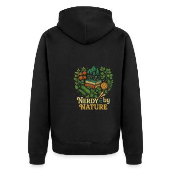 Nerdy By Nature Retro Illustration - Unisex Premium Organic Zip Hoodie - black - Back - Nico (187cm)
