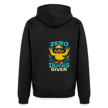 Zero Ducks Given Duck Theme Fun - Unisex Premium Organic Zip Hoodie - black - Back - Nico (187cm)