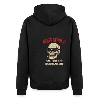 Generation X Cool Since First Cassette - Unisex Premium Organic Zip Hoodie - black - Back - Nico (187cm)