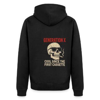 Generation X Cool Since The First Cassette - Unisex Premium Organic Zip Hoodie - black - Back - Nico (187cm)