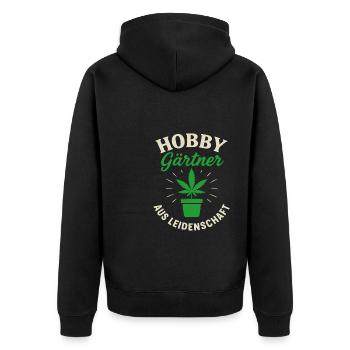 Hobbygärtner Aus Leidenschaft Pflanze - Unisex Premium Bio Zip Hoodie - Schwarz - Hinten - Nico (187cm)