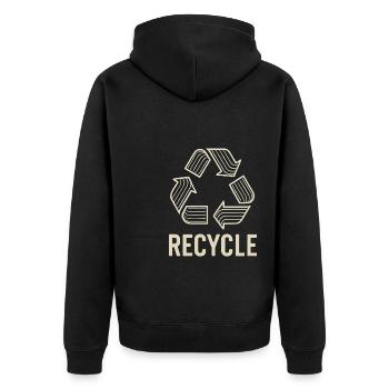 Recycle Symbol Mit Umweltbewusstsein - Unisex Premium Bio Zip Hoodie - Schwarz - Hinten - Nico (187cm)
