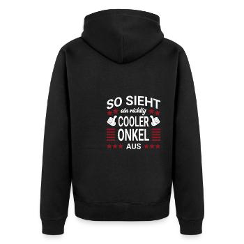 Cool Uncle Style - Unisex Premium Organic Zip Hoodie - black - Back - Nico (187cm)