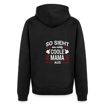 Coole Mama Style - Unisex Premium Bio Zip Hoodie - Schwarz - Hinten - Nico (187cm)