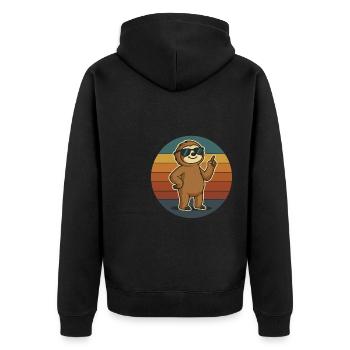 Sloth Retro Look with Sunglasses - Unisex Premium Organic Zip Hoodie - black - Back - Nico (187cm)