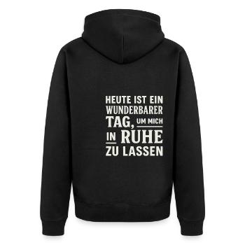 In Ruhe lassen – Sarkastisches Design - Unisex Premium Bio Zip Hoodie - Schwarz - Hinten - Nico (187cm)