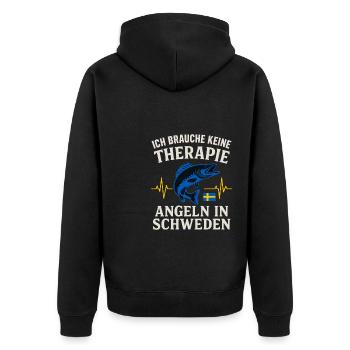 Je n’ai pas besoin de thérapie pour pêcher en Suède - Veste à capuche bio Premium Unisexe - noir - Dos - Nico (187cm)