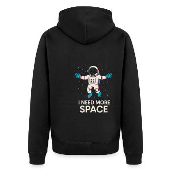 Ich Brauche Mehr Platz Astronaut Design - Unisex Premium Bio Zip Hoodie - Schwarz - Hinten - Nico (187cm)
