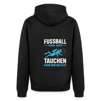 Tauchen nur für die Elite - Unisex Premium Bio Zip Hoodie - Schwarz - Hinten - Nico (187cm)
