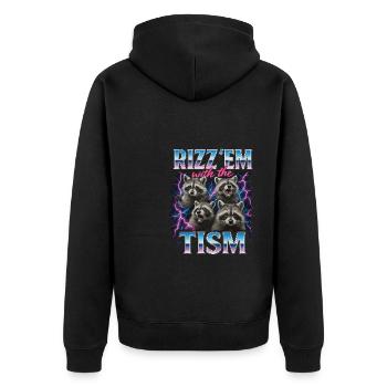 Rizz Tism Ratons laveurs Mème Flashes - Veste à capuche bio Premium Unisexe - noir - Dos - Nico (187cm)