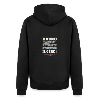 Bruno humour retraite cadeau bruno - Veste à capuche bio Premium Unisexe - noir - Dos - Nico (187cm)
