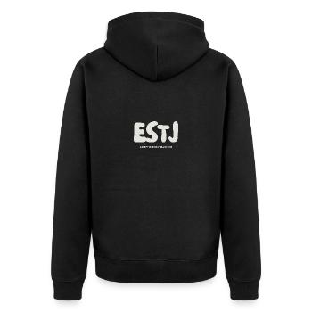 ESTJ MBTI Persönlichkeitstyp Extrovertiert - Unisex Premium Bio Zip Hoodie - Schwarz - Hinten - Nico (187cm)