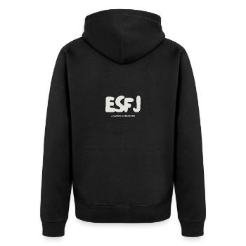 ESFJ Myers Briggs MBTI Persönlichkeit Extrovertiert - Unisex Premium Bio Zip Hoodie - Schwarz - Hinten - Nico (187cm)