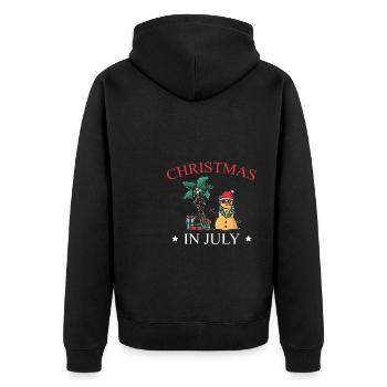 Christmas In July Snowman from Sand Beach - Unisex Premium Organic Zip Hoodie - black - Back - Nico (187cm)