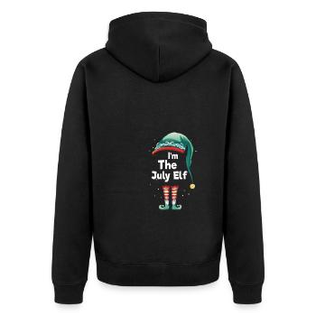 I Am The July Elf Gift Shirt - Unisex Premium Organic Zip Hoodie - black - Back - Nico (187cm)