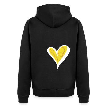 Herz Softball Shirt Geschenk - Unisex Premium Bio Zip Hoodie - Schwarz - Hinten - Nico (187cm)