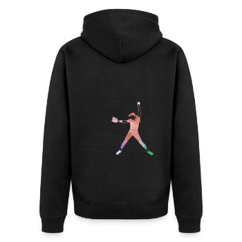 Softball Spielerin Shirt Geschenk - Unisex Premium Bio Zip Hoodie - Schwarz - Hinten - Nico (187cm)