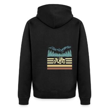 Vintage Retro Quad Driver Shirt Gift - Unisex Premium Organic Zip Hoodie - black - Back - Nico (187cm)