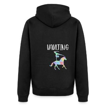 Vaulting Shirt Geschenk Voltagieren - Unisex Premium Bio Zip Hoodie - Schwarz - Hinten - Nico (187cm)