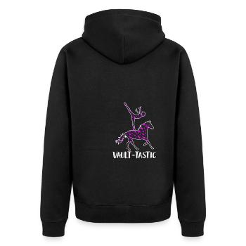 Vault-Tastic Horse Vaulting Voltagieren Shirt - Unisex Premium Bio Zip Hoodie - Schwarz - Hinten - Nico (187cm)