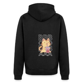 Boba Tea Shirt Geschenk Bubble Tea - Unisex Premium Bio Zip Hoodie - Schwarz - Hinten - Nico (187cm)