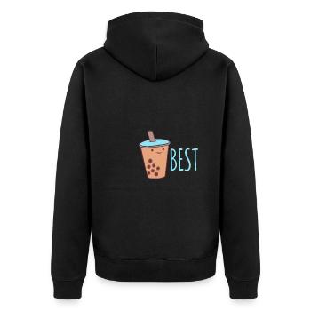 Boba Tea Boba Tea Partner Look - Unisex Premium Organic Zip Hoodie - black - Back - Nico (187cm)