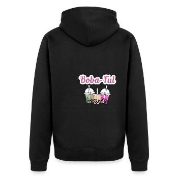 Boba-Ful Shirt Boba Bubble Tea Gift - Unisex Premium Organic Zip Hoodie - black - Back - Nico (187cm)