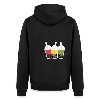 Boba Bubble Tea Shirt Geschenk - Unisex Premium Bio Zip Hoodie - Schwarz - Hinten - Nico (187cm)
