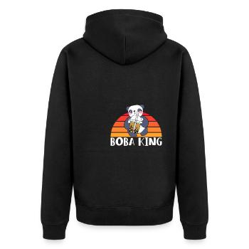 Boba Kind Panda Bär Shirt Geschenk - Unisex Premium Bio Zip Hoodie - Schwarz - Hinten - Nico (187cm)