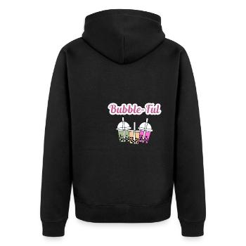 Bubble-Ful Boba Tea Shirt Geschenk - Unisex Premium Bio Zip Hoodie - Schwarz - Hinten - Nico (187cm)