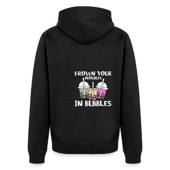 Drown Your Troubles In Bubbles Shirt Boba Tea - Unisex Premium Organic Zip Hoodie - black - Back - Nico (187cm)