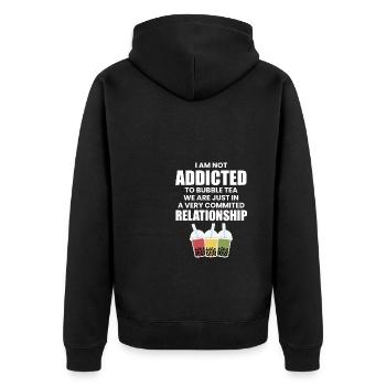 I Am Not Addicted To Bubble Tea Shirt Geschenk - Unisex Premium Bio Zip Hoodie - Schwarz - Hinten - Nico (187cm)