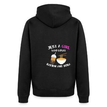 Just A Girl Who Loves Ramen And Boba Shirt - Unisex Premium Bio Zip Hoodie - Schwarz - Hinten - Nico (187cm)