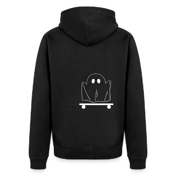 Ghost On Skateboard Shirt Gift - Unisex Premium Organic Zip Hoodie - black - Back - Nico (187cm)
