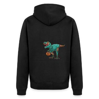 Dinosaur Dino Halloween Zombie - Unisex Premium Organic Zip Hoodie - black - Back - Nico (187cm)
