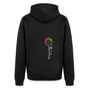 Choose To Include Autism Shirt Gift - Unisex Premium Organic Zip Hoodie - black - Back - Nico (187cm)
