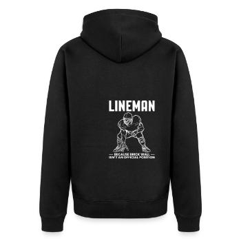 Lineman Because Quarterbacks Need Heros Too - Unisex Premium Bio Zip Hoodie - Schwarz - Hinten - Nico (187cm)