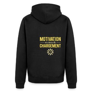 Motivation en cours de chargement humour - Veste à capuche bio Premium Unisexe - noir - Dos - Nico (187cm)