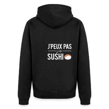 J'peux pas j'ai sushi nourriture japonaise - Veste à capuche bio Premium Unisexe - noir - Dos - Nico (187cm)