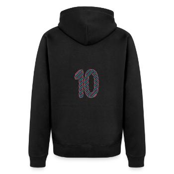 10. 10 YEARS. 10th ANNIVERSARY. 10 YEAR ANNIVERSARY. - Unisex Premium Organic Zip Hoodie - black - Back - Nico (187cm)