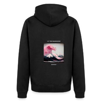 Pink Kanagawa Wave Wave - Unisex Premium Organic Zip Hoodie - black - Back - Nico (187cm)