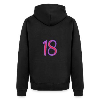 18. 18 JAHRE ALT. 18-JÄHRIGES JUBILÄUM. GEBURTSTAG 18 JAHRE. - Unisex Premium Bio Zip Hoodie - Schwarz - Hinten - Nico (187cm)