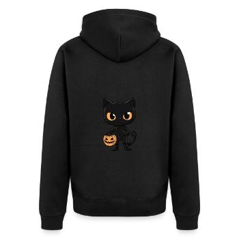Panther Halloween Lustig Zombie - Unisex Premium Bio Zip Hoodie - Schwarz - Hinten - Nico (187cm)