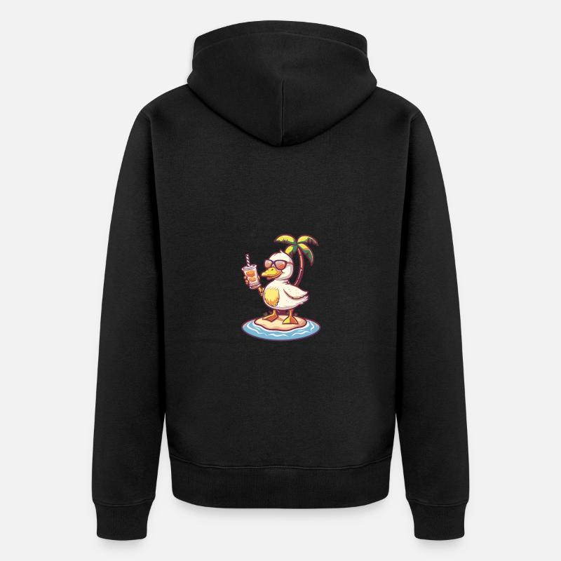 Gans Sommer Strand Comic - Unisex Premium Bio Zip Hoodie - Schwarz