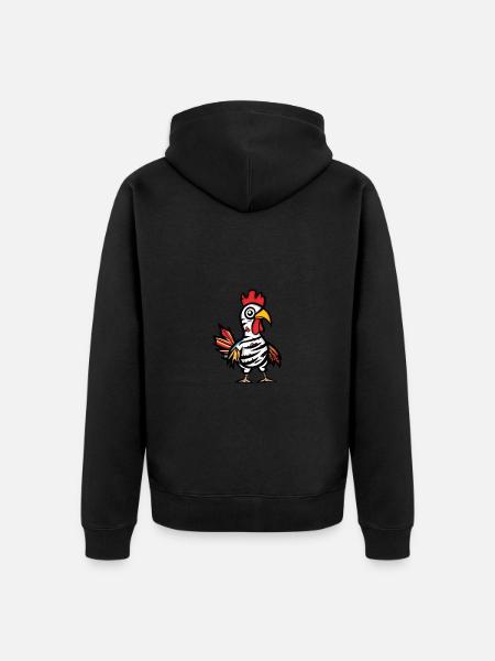 Hahn Halloween Tier - Unisex Premium Bio Zip Hoodie - Schwarz