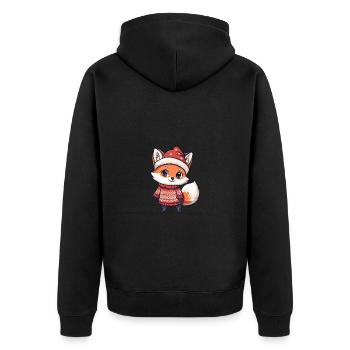 Fuchs Weihnachten Comic - Unisex Premium Bio Zip Hoodie - Schwarz - Hinten - Nico (187cm)